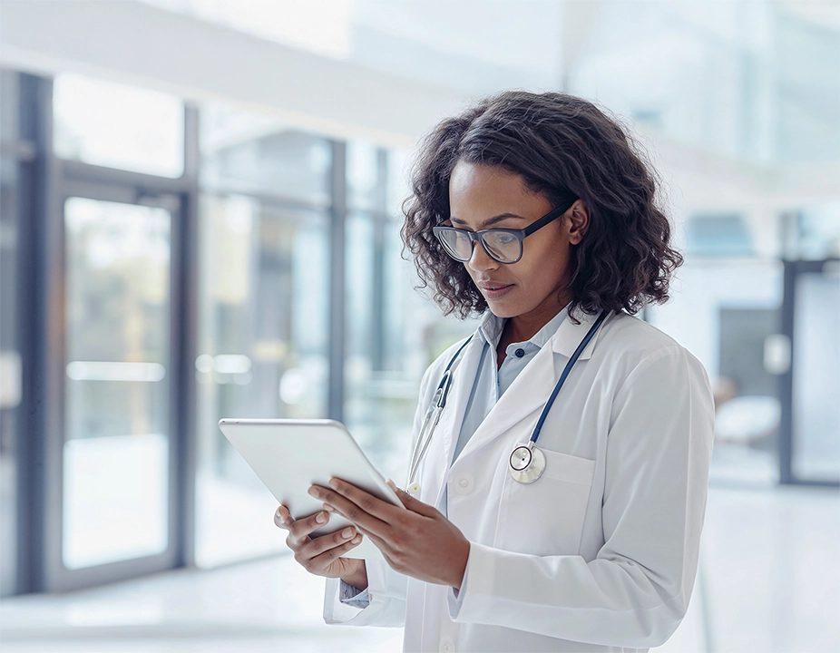 Doctor using tablet